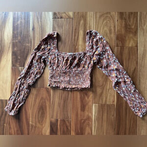 L.A. Hearts Long Sleeve Smocked Crop Top size Small